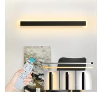 ZTWLEED Applique da Parete Interno Dimmerabile,32W LED Lampada da Parete con Telecomando 2.4GHz,Applique da parete Moderno Lunga per Soggiorno Camera da Letto Scala Corridoi Nero 80CM 110-240V