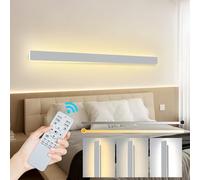 ZTWLEED Applique da Parete Interno Dimmerabile,38W LED Lampada da Parete con Telecomando 2.4GHz,Applique da parete Moderno Lunga per Soggiorno Camera da Letto Scala Corridoi Bianco 100CM 110-240V