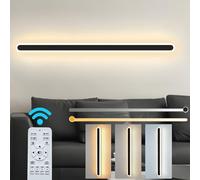 ZTWLEED Applique da Parete Interno Dimmerabile,38W LED Lampada da Parete con Telecomando 2.4GHz,Applique da parete Moderno Lunga per Soggiorno Camera da Letto Scala Corridoi Nero 100CM 110-240V