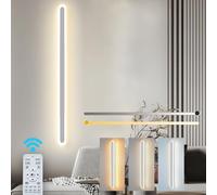 ZTWLEED Applique da Parete Interno Dimmerabile,38W LED Lampada da Parete con Telecomando 2.4GHz,Applique da parete Moderno Lunga per Soggiorno Camera da Letto Scala Corridoi Bianco 100CM 110-240V