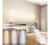 ZTWLEED Applique da Parete Interno Dimmerabile,44W LED Lampada da Parete con Telecomando 2.4GHz,Applique da parete Moderno Lunga per Soggiorno Camera da Letto Scala Corridoi Bianco 120CM 110-240V