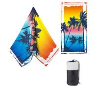 ZTYROLJ Telo mare in spugna con motivo albero di cocco, 180 x 90 cm, XXL, delicato sulla pelle, asciugamano da spiaggia grande, assorbente, per spiaggia, sauna con borsa, perfetto per lo stran