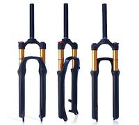 ZTZ【EU STOCK】Forcella Anteriore per Mountain Bike, Controllo della Spalla dell'ammortizzatore per Bicicletta 26/27,5 Forcella a Gas Tubo da 32 mm (nero opaco + camera d'aria oro, 26 Pollici)