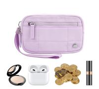 Zuasdvnk Portafoglio da polso da donna, pochette portatile, porta cambio, portamonete con cerniera, elegante borsa per il cambiamento da viaggio, carte di credito, telefono, chiavi, monete, Viola