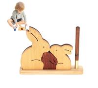 Zuasdvnk Puzzle a forma di coniglietto, in legno, decorazione da scrivania - Puzzle con coniglietto, decorazione per la famiglia, portapenne, giocattolo educativo precoce per la festa della mamma