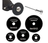 Zuasdvnk Set di 6 ruote da taglio in metallo, ruote da taglio per trapano, set di attrezzi per ruote da taglio rotanti, 3,17 mm, lame per seghetto in acciaio al carbonio per