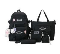 Zuasdvnk Set di borse per la scuola, kit di borse per la scuola per adolescenti,Set combinato di zaini in tela | Set combinato di zaino scuola in tela per ragazzi, ragazze, Nero , Se référer au