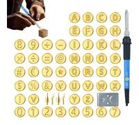 Zuasdvnk Set di lettere per bruciare il legno, set di timbri in legno, alfabeto e modelli con numeri, penna saldante regolabile in temperatura, per goffratura, incisione e bricolage