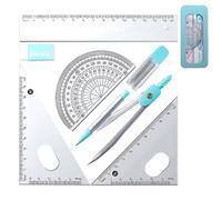 Zuasdvnk Set e goniometro, set goniometro e | Kit geometria per artisti e studenti, da disegno con goniometro matematico, righello quadrato e altro per
