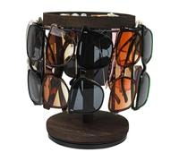 Zuasdvnk Supporto per occhiali da sole, girevole a 360 gradi, con vassoio e base, espositore per occhiali in legno per comò, scrivania, vanità, camera da, comodino