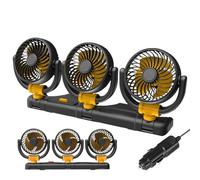 Zuasdvnk Ventilatore per auto ectrico, ventilatore per tabù di bordo auto,Tre Head Ectric 12 V 24 V Car Fan | Applicazione grande angde a road-have con due modalità di velocità per la