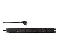 LogiLink PDU ZUB PDU8C02 Basic 3500 W 1U Alluminio Nero 8 prese AC Tipo F 19"