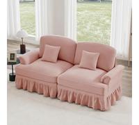 Zubaliya Questo elegante divano a due posti presenta braccioli allungati, una fodera rimovibile e gambe in legno, tutte rivestite in comodo tessuto ciniglia (rosa 2 posti)