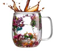 Zubehors Tazze in vetro a doppia parete, tazza da tè ai fiori - Tazza da tè Tazza da caffè con fiori secchi a doppia parete,Bicchieri da bevanda Tazza da tè Tazzine da caffè espresso per cappuccino