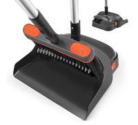 ZUBULUN Scopa con paletta Combo Set per la casa, 137CM manico lungo leggero 180 gradi spazzola rotante Indoor Upright Standing Dust Pan con denti a pettine.