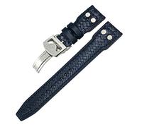 ZUC Cinturino per orologio in vera pelle intrecciata con rivetti da 20 mm, 21 mm, 22 mm, per IWC Big Pilot Portuguese Pilot IW3777, cinturino di ricambio in pelle di mucca, Blue Silver Round, 21mm