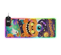 Zucca arancione malvagia per Halloween Wirel ricarica incandescente scrivania pad per tastiera e mouse non lavabile gameing 89,9 x 40,6 cm Cool Mousepad