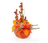 Zucca artificiale da 20,3 cm, decorazione per Halloween con foglie d'acero, zucca in schiuma sintetica per festa del Ringraziamento, decorazione da giardino, decorazione per il raccolto (vaso 05)
