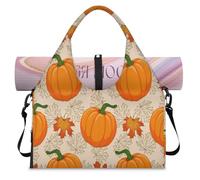 Zucca autunno foglie d'acero autunno Ringraziamento sport borsone con scomparto per scarpe Weekend Pernottamento Borse Tote Cabina Bagaglio per Palestra Yoga Viaggi, Colore, L, Borsone da viaggio