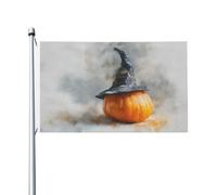 Zucca che indossa un cappello da strega, bandiere per la casa da cortile, 9 x 1,5 m, striscione di auguri con occhielli per interni ed esterni, decorazioni per la casa