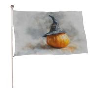 Zucca che indossa una bandiera cappello da strega 3 x 5 Ft bandiere da giardino all'aperto banner decorazione per cortile portico prato fattoria