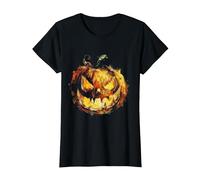 Zucca Costume Halloween Spettrale Arte Zucca Maglietta, Donna, Nero, L