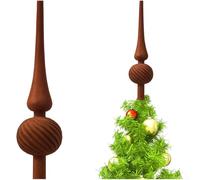 Zucca decorativa in plastica a forma di stella per albero di Natale, con velluto morbido floccato e una base sicura per un posizionamento stabile (marrone)
