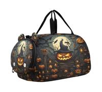 Zucca Di Halloween Arrabbiato Borsa Sportiva da Nuoto e Palestra con Scomparto per Scarpe Borsa da Viaggio per Il Fine Settimana Borsone per Ragazzi