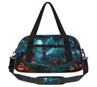 Zucca di Halloween Bambini Pernottamento Duffle Borse Ragazzi Ragazze Teen Witch Castello Zucca Sport Gym Bag per Weekender Viaggi Ginnastica Danza Balletto, Multicolore