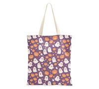 Zucca di Halloween con cappello da strega e stelle borse di tela con tasche riutilizzabili hostess regali per le donne, Zucca Candy Halloween, Taglia unica