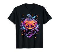 Zucca di Halloween Cool Neon Halloween Pumpkin Maglietta