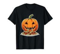 Zucca di Halloween Mangiare Spaghetti Divertente Maglietta