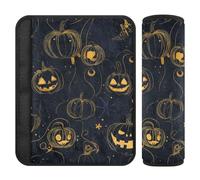 Zucca di Halloween nera e gialla 2 pz seggiolino auto Strap & Belt Covers, più comfort di guida, cuscino cintura di sicurezza auto per furgone auto camion 25,4 x 19,6 cm forro para cinturon de