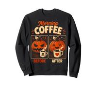 Zucca di Halloween Prima e Dopo Il caffè Divertente Halloween Felpa