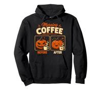 Zucca di Halloween Prima e Dopo Il caffè Divertente Halloween Felpa con Cappuccio