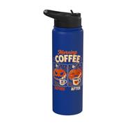Zucca di Halloween prima e dopo il caffè divertente Halloween Stainless Steel Insulated Water Bottle