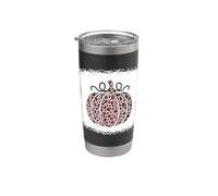 Zucca di Halloween Sbiancato rosa leopardo Stampa per le donne Ragazza Bicchiere termico in acciaio inox doppia parete