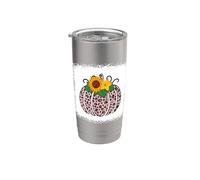 Zucca di Halloween Sbiancato rosa leopardo Stampa per le donne Ragazza Bicchiere termico in acciaio inox doppia parete