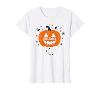 Zucca di Halloween Spettrale Divertimento per Festiveing, Maglietta, Donna, Bianco, 3XL