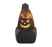 Zucca fantasma di Halloween 1 stampa quotidiana Crossbody Sling Bag, zaino a tracolla borsa petto zaini, per viaggi all'aperto casual