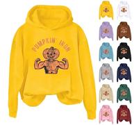Zucca Ferro Halloween Womens Felpe con cappuccio Divertente zucca Felpe Plus Size Costumi di Halloween Manica Lunga Top Trendy Pullover Festival Abiti Abbigliamento, Marina Militare, XL