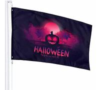 Zucca Flag Decor 3x5 Ft Dolcetto o scherzetto Halloween Moon Glow Dark Night Horror Spaventoso Silhouette Poliestere Motivo stampato Decorazioni per esterni per case e giardini