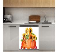 Zucca Girasole Lavastoviglie Calamita Copertura Calamita Magnetica Giorno del Ringraziamento Autunno Pannello Decorazione Magnetico Stiker per Frigorifero, Cucina Decorazione Porta Adesivo Magnetico, 58,4 x 66 cm