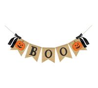 Zucca glitterata di Halloween e striscione "Boo" - Ghirlanda rustica con fiocco per mensola della fattoria e decorazione per feste