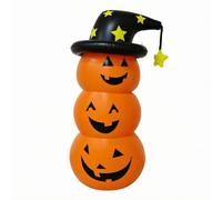 Zucca Gonfiabile Lanterna Decorazione Ornamento Corpo Arancione a Tre Livelli con Espressivi Materiale in PVC Adatta per Feste di Halloween Portici, Arancione Senza Luci, 140 Cm