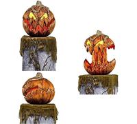 Zucca Gourdo di Halloween Illuminazione parlante, Animatronics di Halloween 2023, Testa di zucca animata Decorazione spaventosa, Bocca aperta Zucca di Halloween Jack Lantern Decorazione per esterni