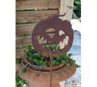 Zucca Halloween in acciaio inox Phat Jack sul bastone giardino decorazione in...