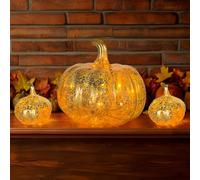 Zucca Halloween Luminosa Con LED, 3 Pezzi Luci Zucche Decorative Autunnali, Zucche Halloween Luminose Esterno Interno, Decorazioni Autunnali, LED Lanterna di Zucca Per Helloween Ringraziamento Natale