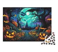Zucca Halloween Notte Puzzle 1000 Pezzi Carta per Adulti Bosco Misterioso Gioco di Puzzle 1000 Pezzi Relax Famiglia Decorazione Regalo 38x26cm/1000pcs