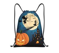 Zucca Halloween Titolo: Borsone leggero con coulisse - Sacca da palestra pieghevole impermeabile con tracolla regolabile, ideale per sport, yoga, viaggi e scuola, Nero , M